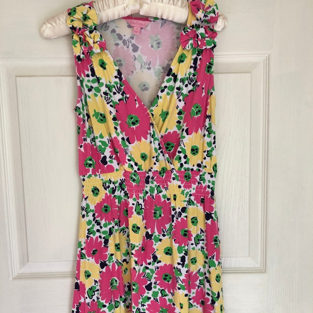 LILLY PULITZER Floral Dress Cotton Ladybug